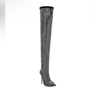 Philipp Plein Crystal rhinestones Over the Knee Boots